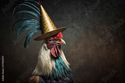 Rooster Wearing a Birthday ...