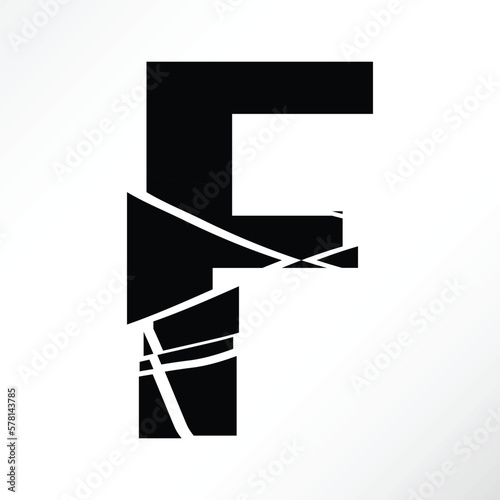 Minimalist vector of a shattered letter f