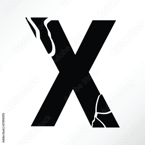 Minimalist vector of a shattered letter x