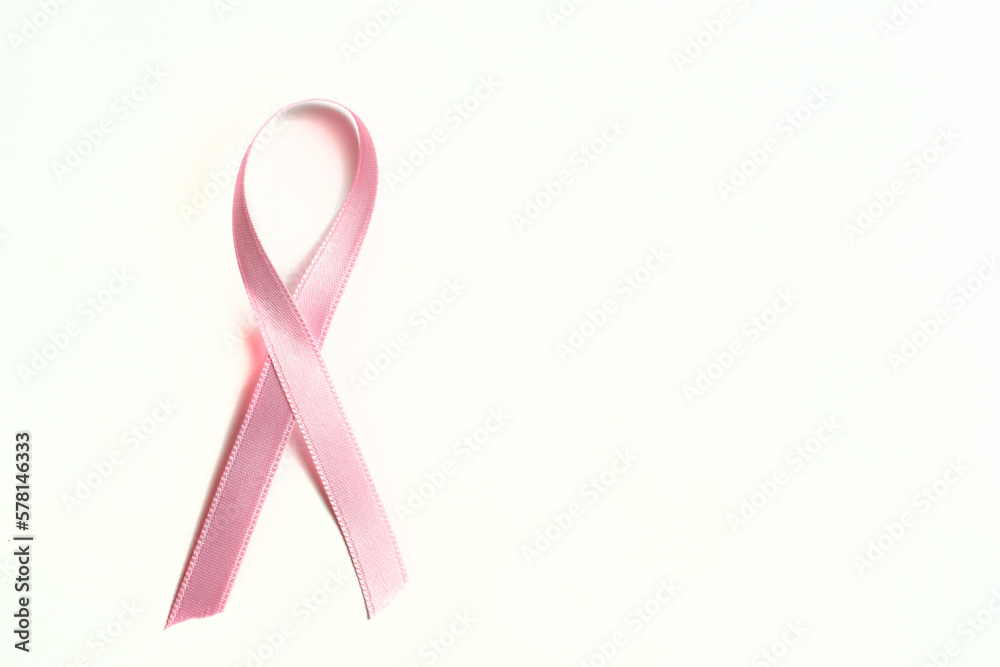 pink ribbon on white background symbol of breast cancer awareness and cancer in children pink ribbon on white background symbol of breast cancer awareness and cancer in children