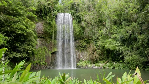 a front view of millaa millaa waterfalls at atherton tableland in nth queensland, australia photo