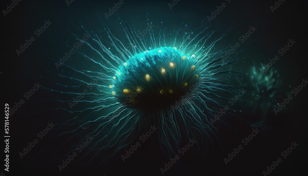 jellyfish underwater blue light coral Generative AI, Generativ, KI jellyfish underwater blue light coral Generative AI, Generativ, KI