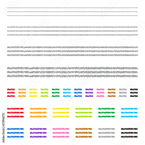 クレヨン素材　三本線のストローク装飾セット