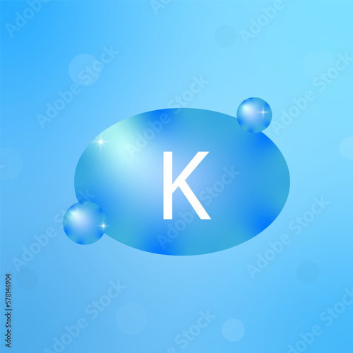 icon with blue chemical element K. Education concept. Vector illustration.