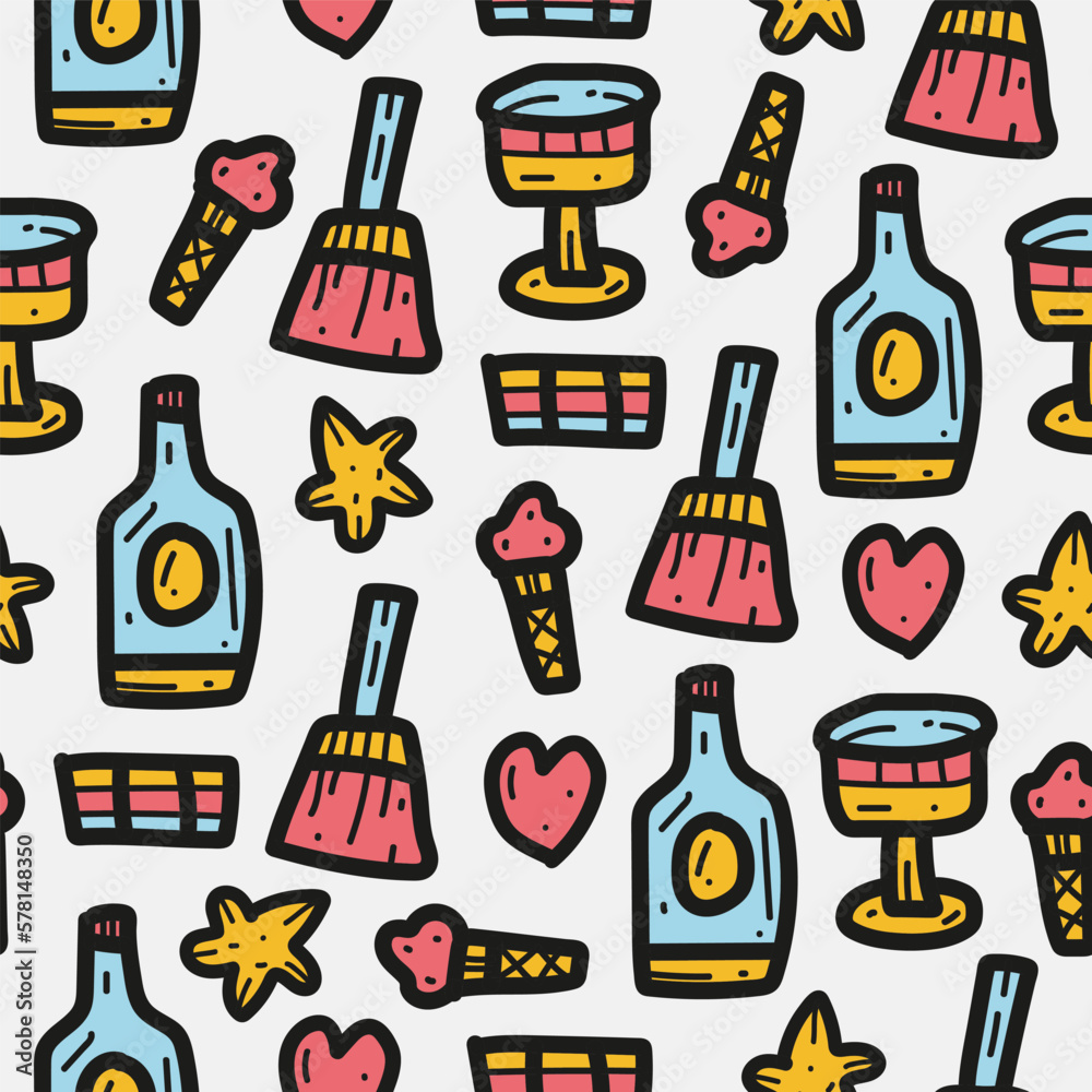 Drink doodle cartoon pattern design vector illustration Drink doodle cartoon pattern design vector illustration
