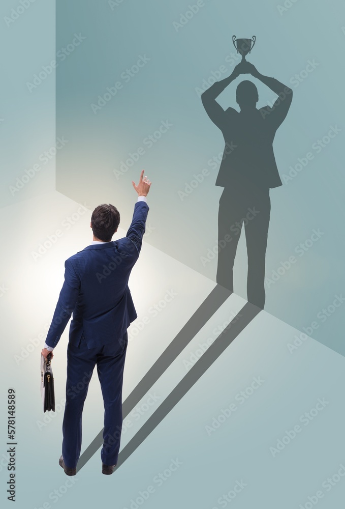 Fototapeta premium Businessman in great achievement concept