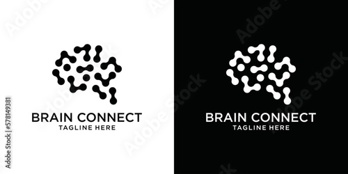 brain logo design and technology connection icon vector illustration template modern smart brain design