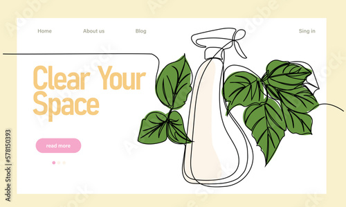 Home cleaning service landing page design concept, illustration of janitors with cleaning tools. Vector illustration