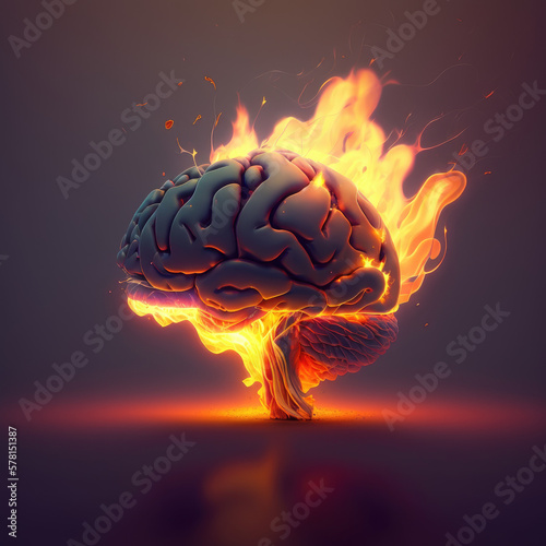 a brain on fire and pain, generative ai photo