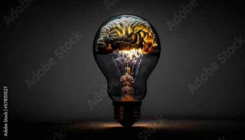 a lightbulb combined with a brain, generative ai