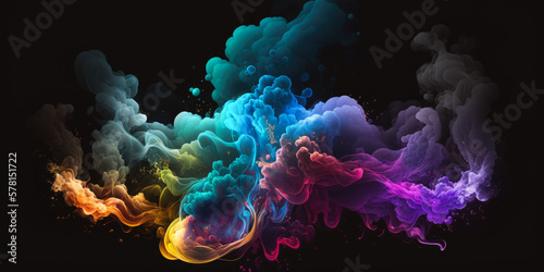 a multicolored smoke puff cloud, generative ai © fotogestoeber