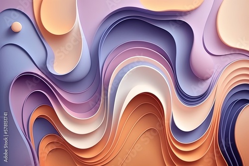 abstract backdrop formed by waves of pastel peach, blue, and violet. Generative AI photo
