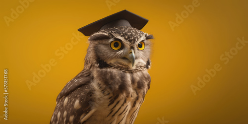 Wallpaper Mural an owl with a graduation cap, generative ai Torontodigital.ca