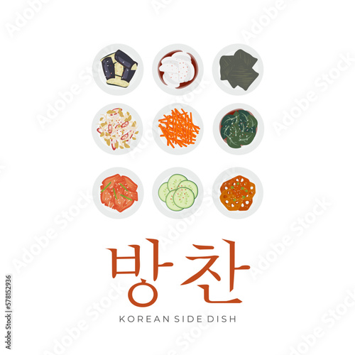 Vector Illustration Logo of Various Korean Side Dishes Or Banchan