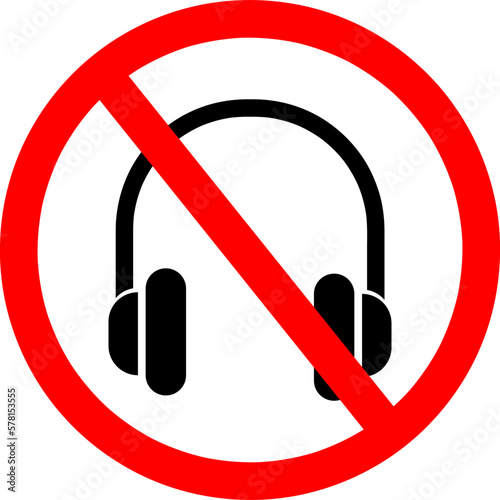 no headphones sign illustration on white background