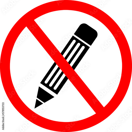 No Pencil sign icon. Do not write. Edit content button. Red prohibition sign on white background..eps