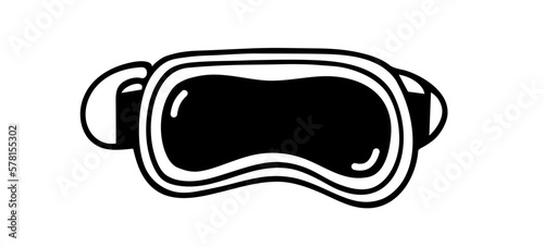 VR headset, virtual reality glasses. Simple vector icon isolated on white. Modern technology, gadget for entertainment and games. Black outline, doodle, line art. Clipart for logo, apps, prints, web