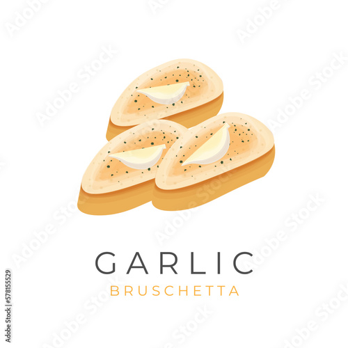 Garlic Bruschetta vector illustration logo