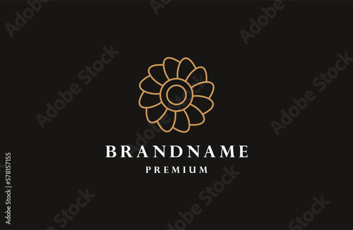 Flower Abstract Logo Beauty Salon Spa Cosmetic brand Linear. Leaf Logotype design vector Luxury Fashion Template.