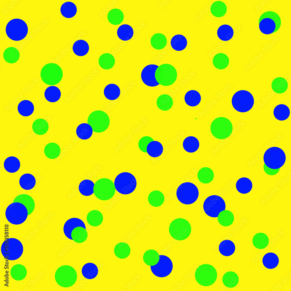 Green and blue dots on yellow background