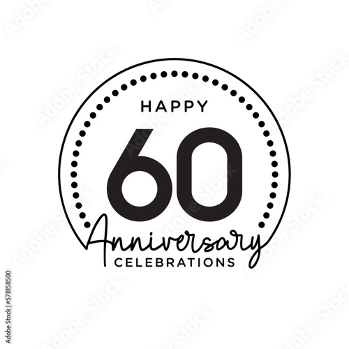 60 years anniversary. Anniversary template design concept  monochrome  design for event  invitation card  greeting card  banner  poster  flyer  book cover and print. Vector Eps10