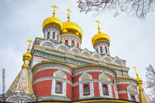Ornate Shipka Memorial orthodox Church in the Balkans, Bulgaria
