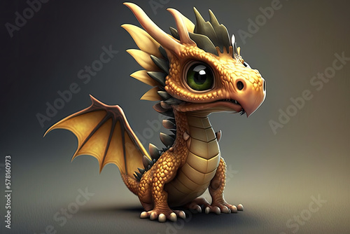Cute character of a dragon, generative AI © Kien