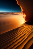 AI-Generated Vast and Serene Desert Landscape with Majestic Dunes and Uniform Sand - Ideal for Artistic Frames