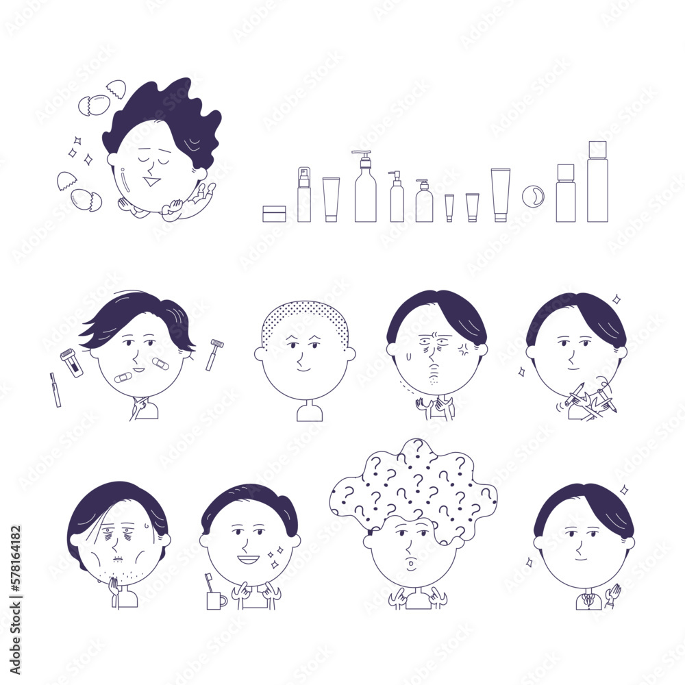 男性 上半身のイラストセット 男性 上半身のイラストセット
