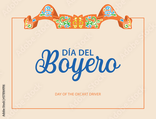 VECTORS. Banner for the Day of the Oxcart driver in Costa Rica. Also great for the Independence day, Annexation of Nicoya and patriotic or cultural events. Oxcart parade, ox yoke, traditional painting photo