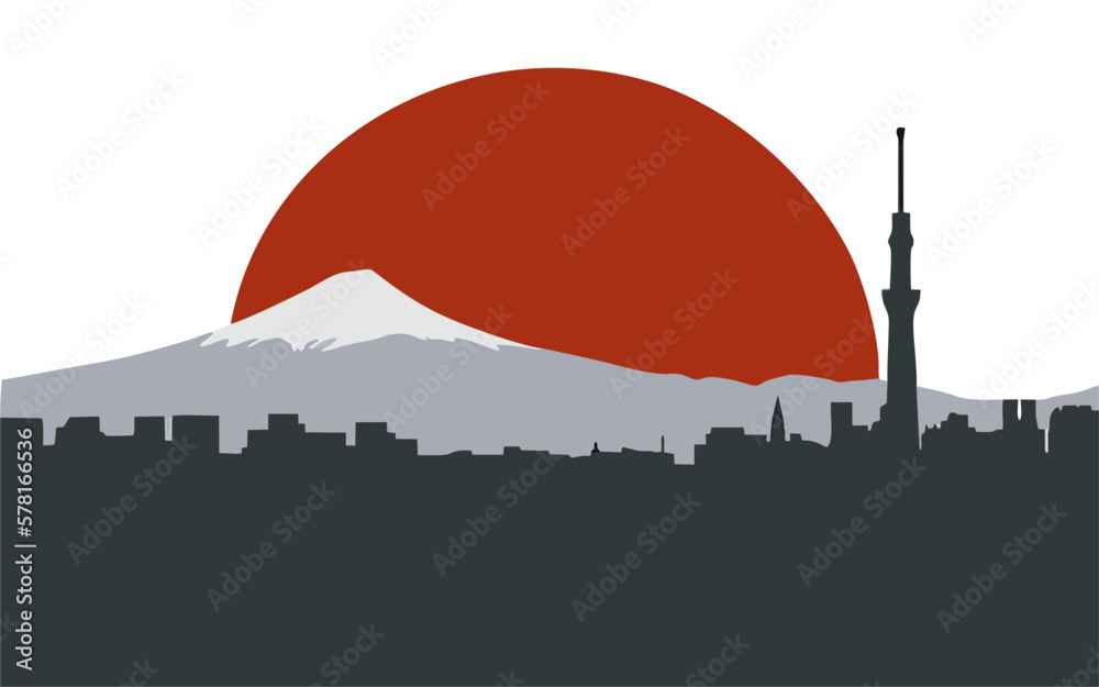 Mountain. Fuji pattern Japanese New Year card simple background