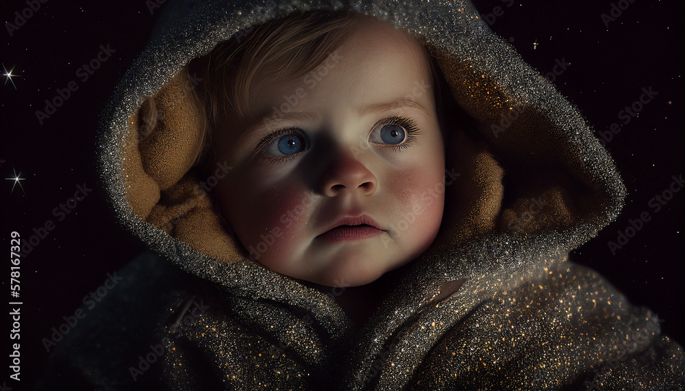 Retrato bebê menino sobre as estrelas IA Generativa Retrato bebê menino sobre as estrelas IA Generativa