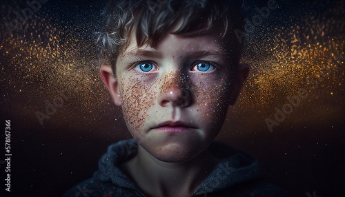 Retrato de criança sobre as estrelas IA Generativa photo