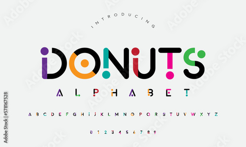 Fotografia Modern donuts abstract digital alphabet font