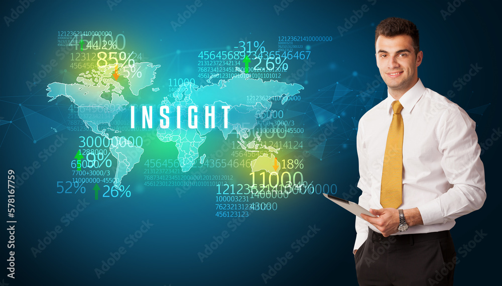 Businessman thinking about market concept Businessman thinking about market concept