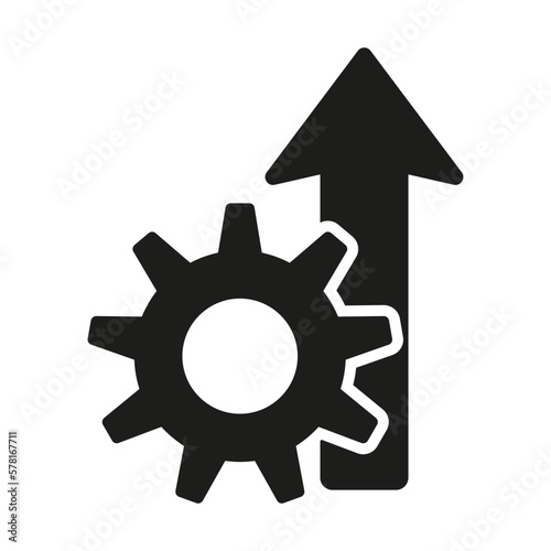 Gear arrow up icon. Project management icon. Vector illustration.