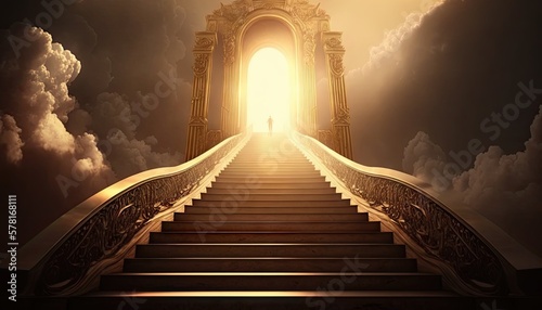 golden stairway to heaven. Created with Generative AI.