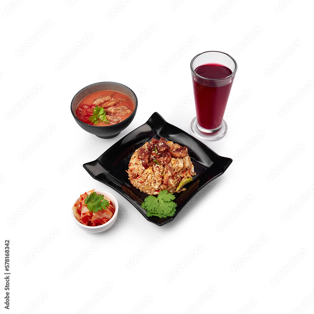 Lunch with Tom Yam white background isolate Lunch with Tom Yam white background isolate