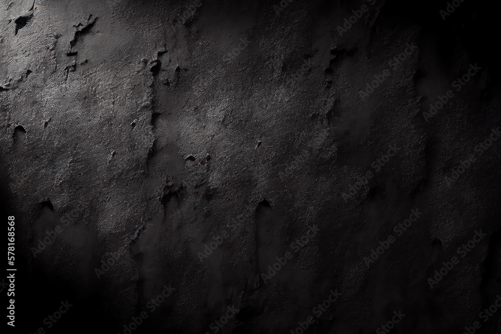 Black concrete wall, abstract texture background, cement backdrop, generative ai