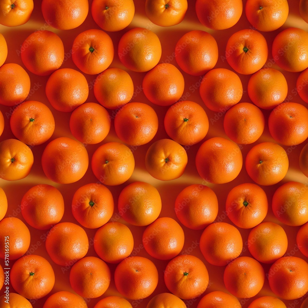 Seamless pattern texture of delicious tangerines. AI generated 