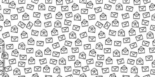 hand drawing doodle email letter icon seamless pattern background