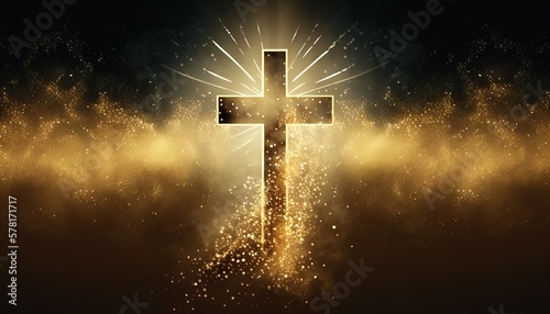 Golden Holy Cross sparkling created with generative ai technology