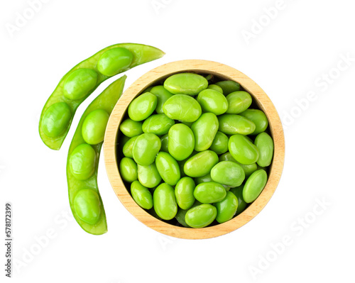 Wallpaper Mural Green soy beans  in wood bowl on transparent png Torontodigital.ca