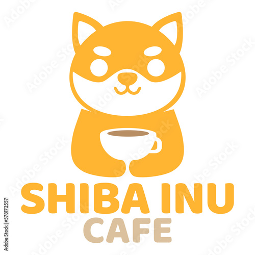 Modern mascot flat design simple minimalist cute shiba inu dog logo icon design template vector with modern illustration concept style for cafe, coffee shop, restaurant, badge, emblem and label