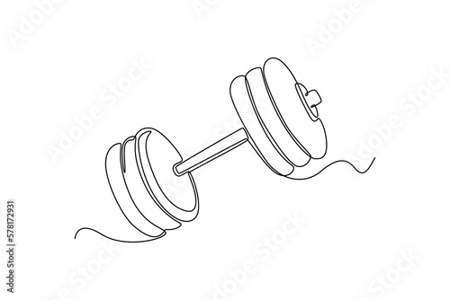 Continuous one line drawing dumbbells. Fitness equipment concept. Single line draw design vector graphic illustration.