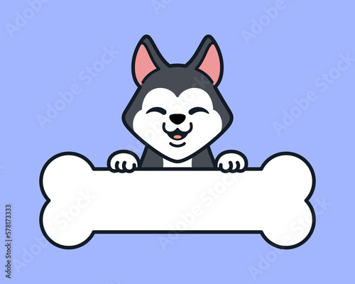 Siberian Husky Over Bone Banner or Name Tag