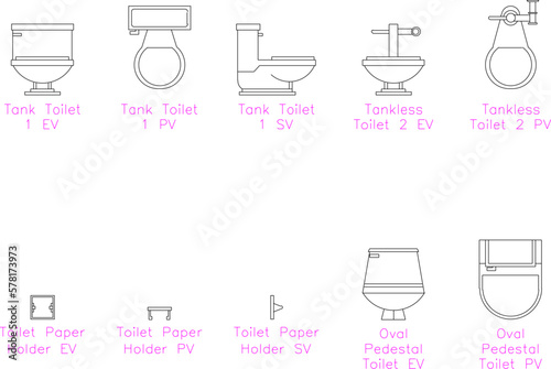 Vector sketch illustration of toilet and urinal