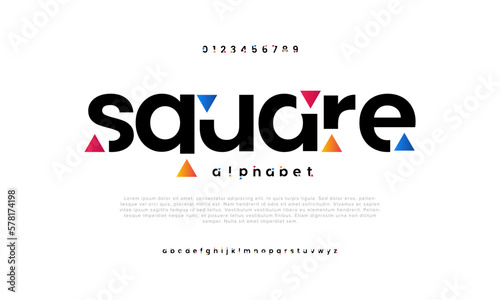 Modern abstract digital alphabet font. Minimal technology typography, Creative urban sport fashion futuristic font and with numbers. vector illustration