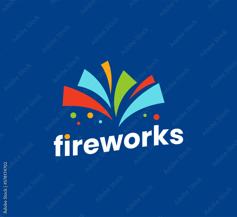 Firework Logo Design on a blue background