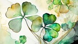 Saint Patrick's Day Alcohol ink painting with Soft color palette: A Beautiful Unique Artistic Designer Wallpaper Background Template for Celebration Presentation, Ad, and all Purposes generative AI